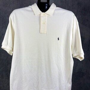 Polo Ralph Lauren Men’s Cream Polo Shirt Size L 100% Cotton Pre-Owned Excellent